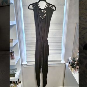 Black open back jumpsuit
